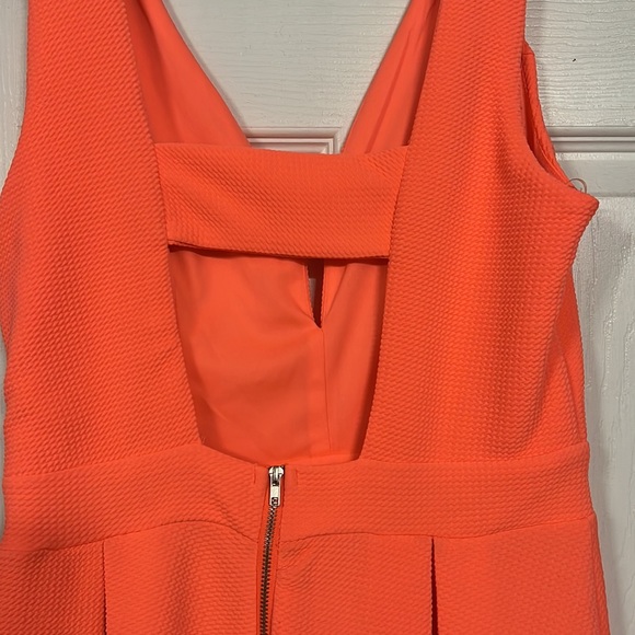 Neon Coral Pink Mini Dress, Size M - Picture 5 of 7